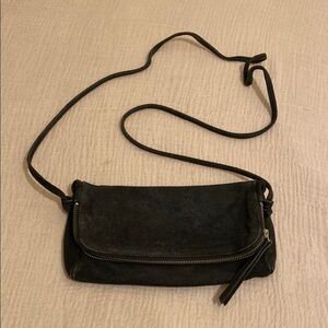 Agnes B. Classic Black Suede Crossbody Bag - Minimalist Everyday Style